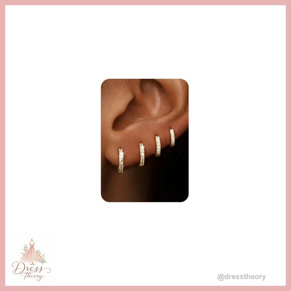 Jewelry - 14K Gold Plated Dainty Hoop Earrings Set - 4 Pairs Hypoallergenic